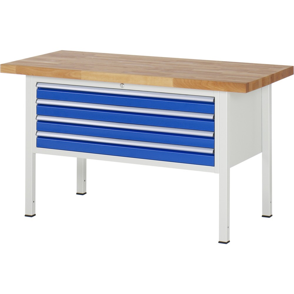 Produktabbildung Nr. 1: RAU Werkbank Serie 8000, HxBxT 840 x 1.500 x 700 mm, 4 x 100%-Auszug-Schubladen 4 x 90 mm, Schubladen-TK 50 kg