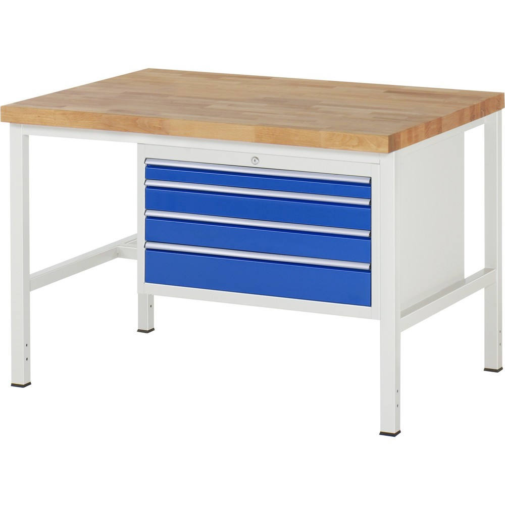 Produktabbildung Nr. 1: RAU Werkbank Serie 8000, HxBxT 840 x 1.250 x 900 mm, 4 x 100%-Auszug-Schubladen 1 x 60, 2 x 90, 1 x 120 mm, Schubladen-TK 75 kg