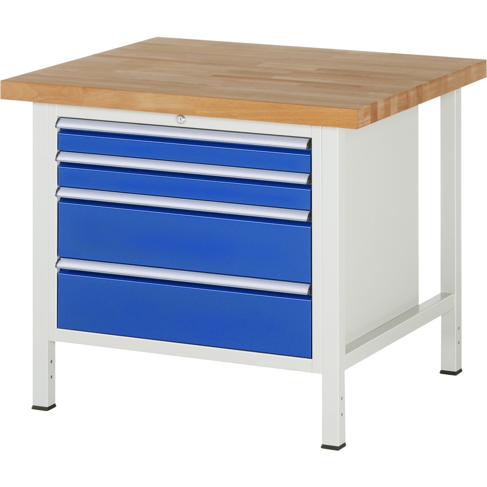 Produktabbildung Nr. 1: RAU Werkbank Serie 8000, HxBxT 840-1.040 x 1.000 x 900 mm, 4 x 90%-Auszug-Schubladen 2 x 90, 2 x 180 mm, Breite 680 mm