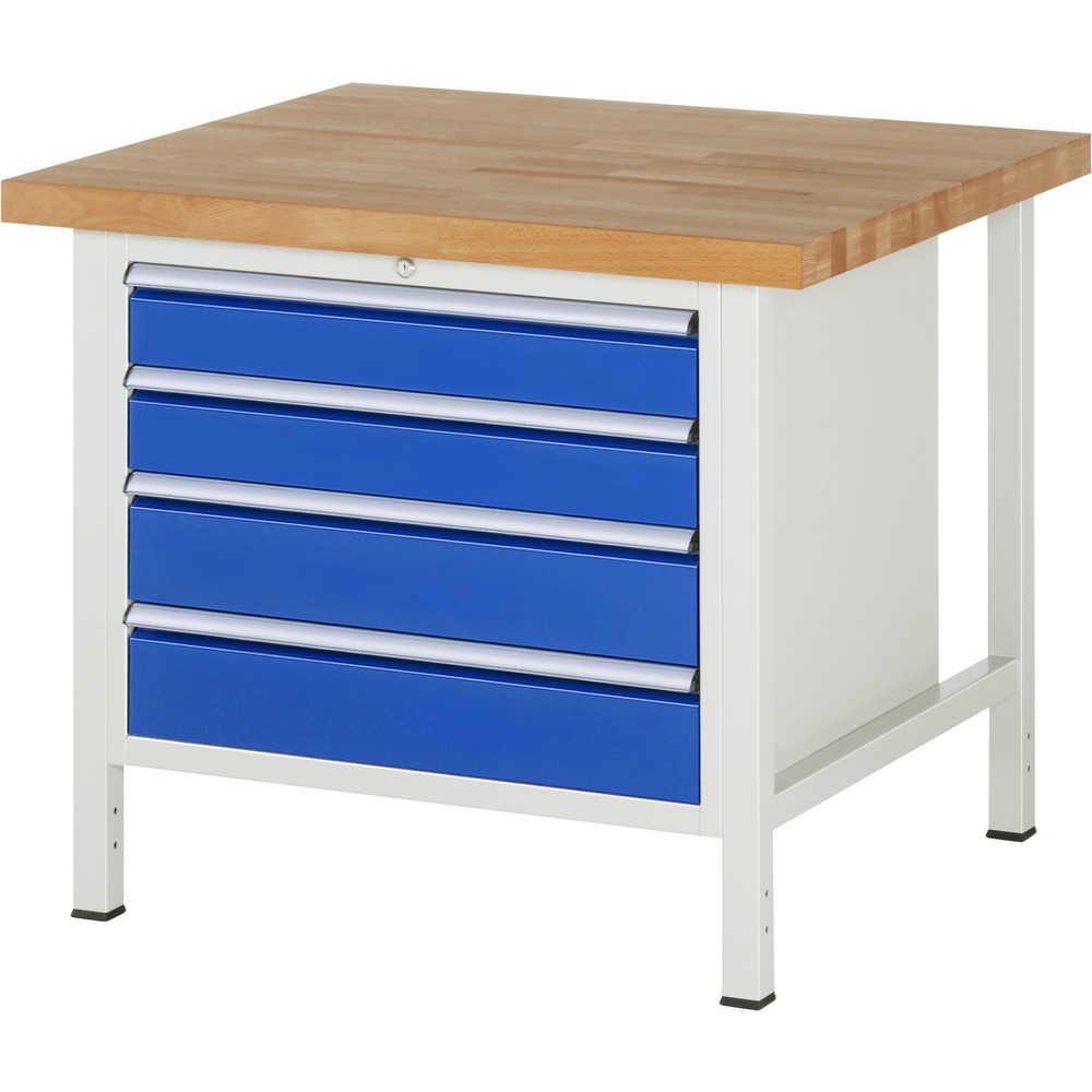 Produktabbildung: RAU Werkbank Serie 8000, HxBxT 840 x 1.000 x 900 mm, 4 x 100%-Auszug-Schubladen 2 x 120, 2 x 150 mm, Schubladen-TK 75 kg