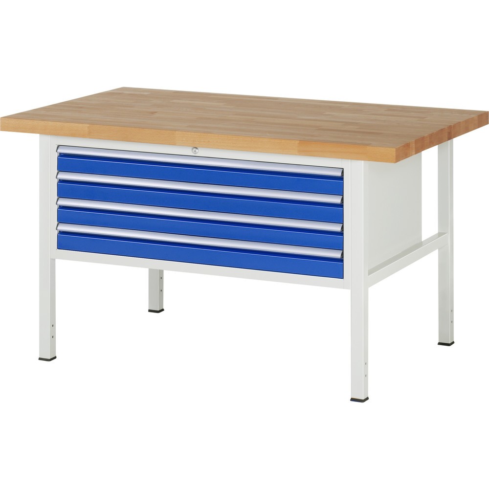 Produktabbildung Nr. 1: RAU Werkbank Serie 8000, HxBxT 840-1.040 x 1.500 x 900 mm, 4 x 100%-Auszug-Schubladen 4 x 90 mm, Breite 1.055 mm