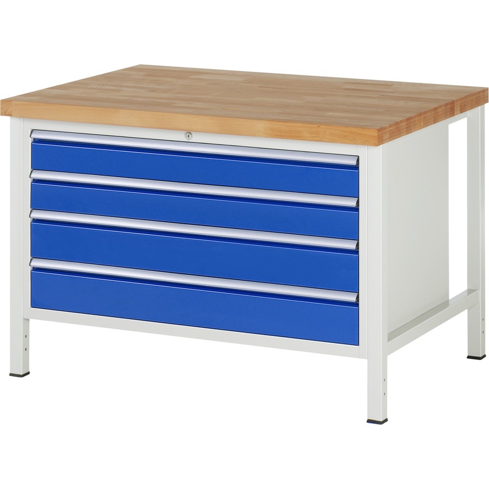 Produktabbildung Nr. 1: RAU Werkbank Serie 8000, HxBxT 840-1.040 x 1.250 x 900 mm, 4 x 100%-Auszug-Schubladen 2 x 120, 2 x 150 mm, Breite 1.055 mm