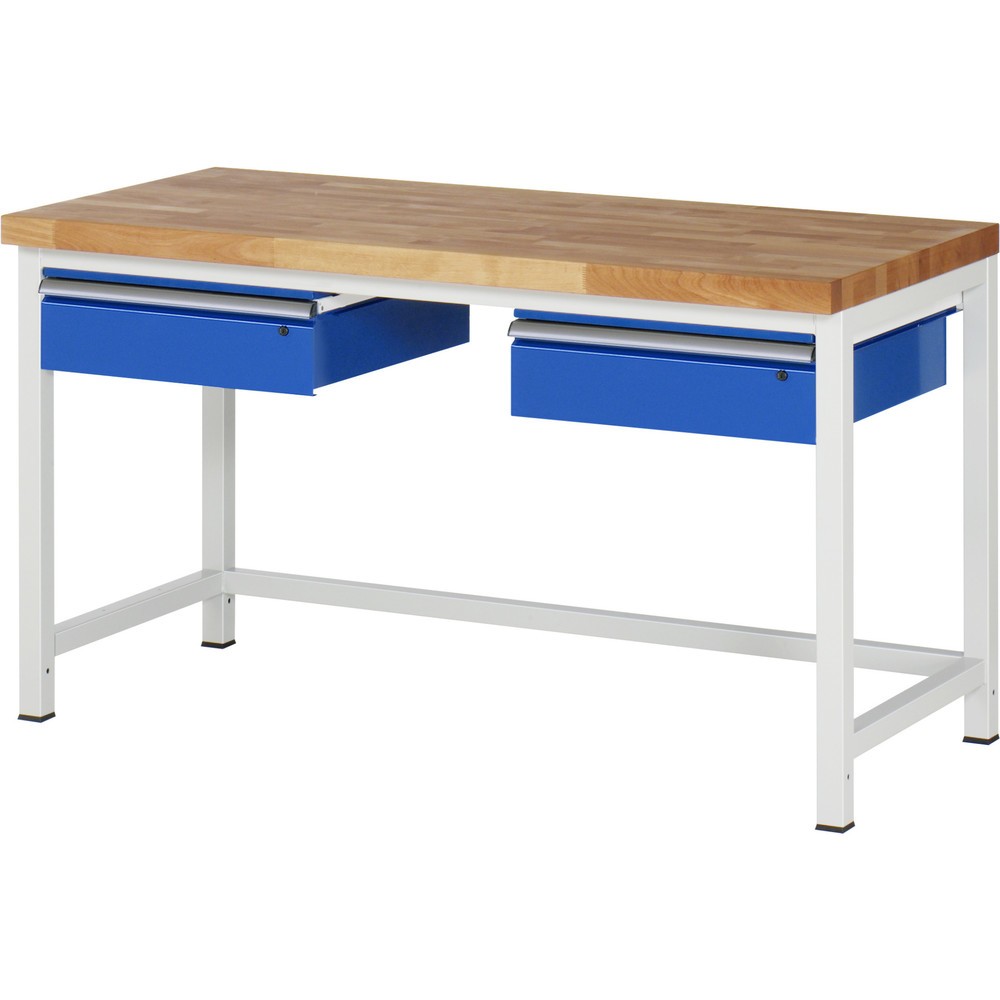Produktabbildung Nr. 1: RAU Werkbank Serie 8000, HxBxT 840-1.040 x 1.500 x 700 mm, 2 Schubladen, Schubladen-TK 50 kg