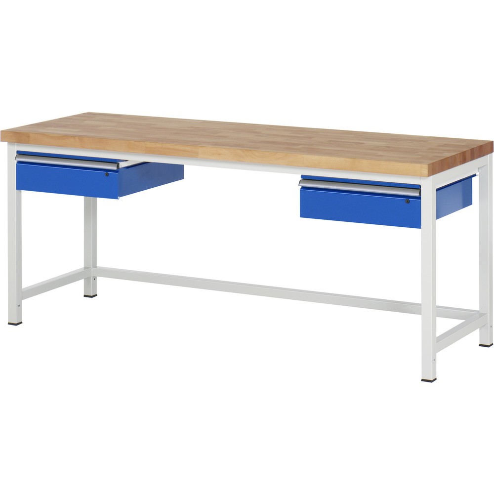 Produktabbildung Nr. 1: RAU Werkbank Serie 8000, HxBxT 840-1.040 x 2.000 x 700 mm, 2 Schubladen, Schubladen-TK 50 kg