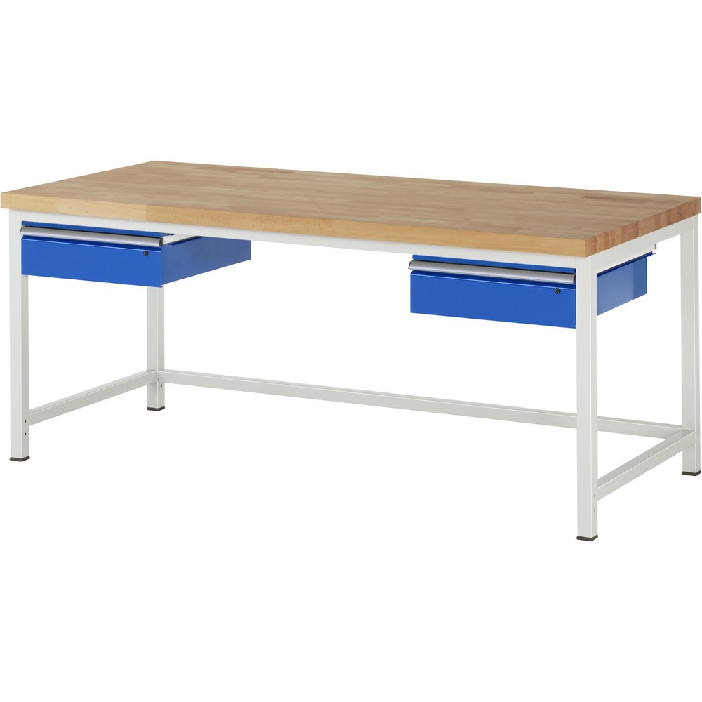 Produktabbildung Nr. 1: RAU Werkbank Serie 8000, HxBxT 840 x 2.000 x 900 mm, 2 Schubladen, Schubladen-TK 50 kg