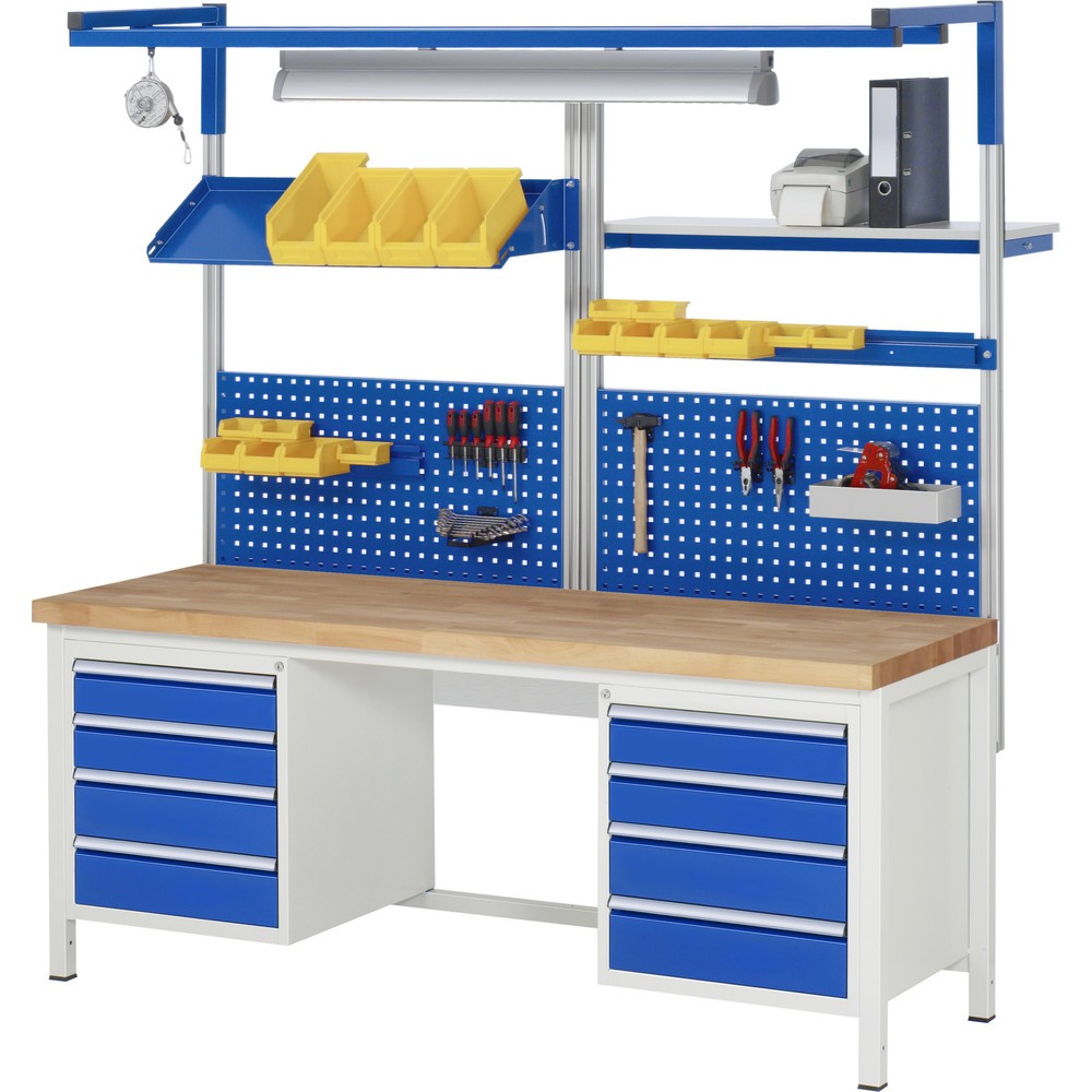 Produktabbildung Nr. 5: RAU Werkbank Serie 8000, 2 Container, HxBxT 840-1.040 x 2.000 x 700 mm, 8 x 90%-Auszug-Schubladen 4 x 90, 2 x 150, 2 x 210 mm