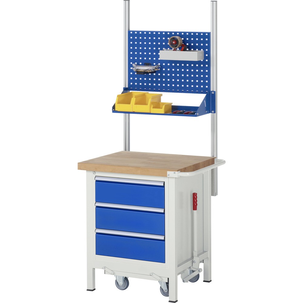 Produktabbildung Nr. 7: RAU Werkbank Serie 8000 mit absenkbarem Fahrgestell, 1 Container, HxBxT 880 x 750 x 700 mm, 1 x 100%-Auszug-Schubladen, 1 Flügeltür