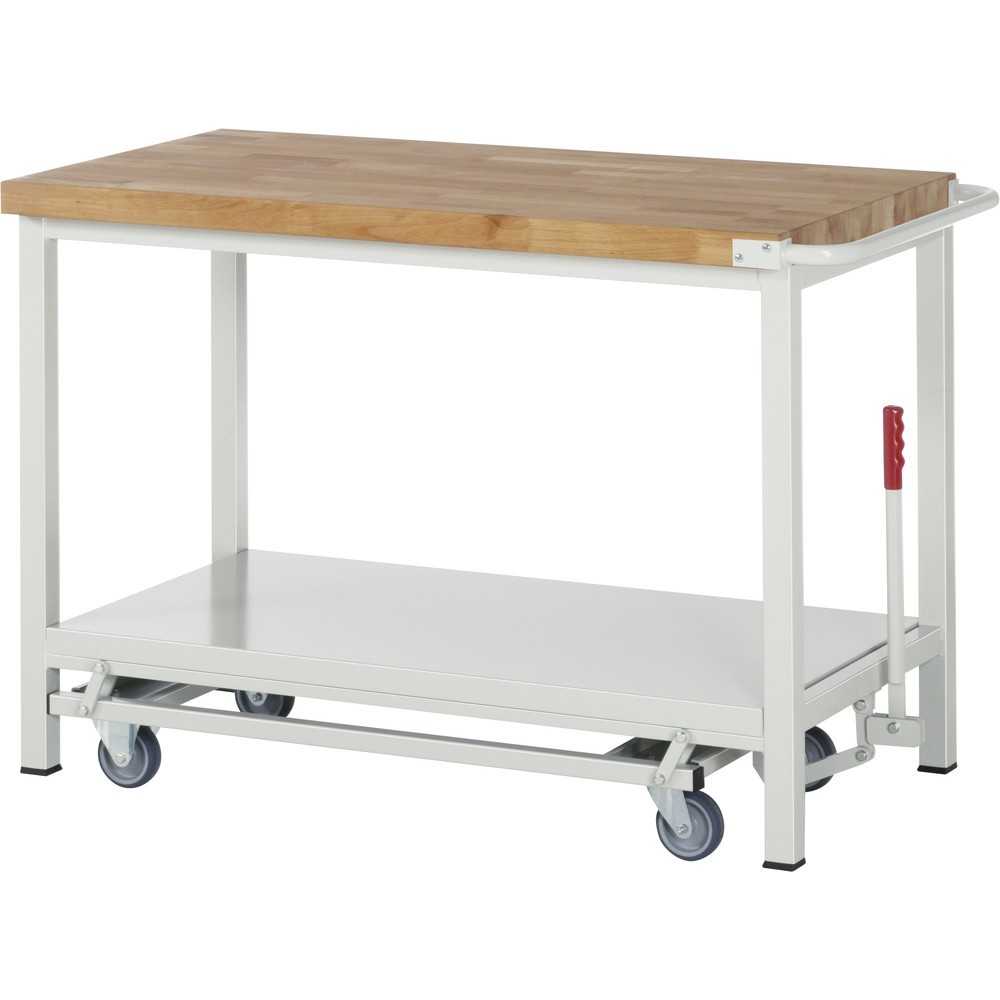 Produktabbildung Nr. 4: RAU Werkbank Serie 8000 mit absenkbarem Fahrgestell, 1 Container, 1 Ablageboden, HxBxT 880 x 1.000 x 700 mm, 3 x 90%-Auszug-Schubladen, Breite 490 mm, ErgoScript