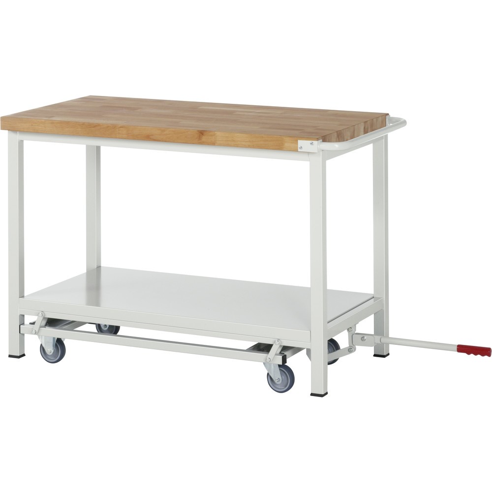 Produktabbildung Nr. 5: RAU Werkbank Serie 8000 mit absenkbarem Fahrgestell, 1 Container, 1 Ablageboden, HxBxT 880 x 1.000 x 700 mm, 3 x 90%-Auszug-Schubladen, Breite 490 mm, ErgoScript