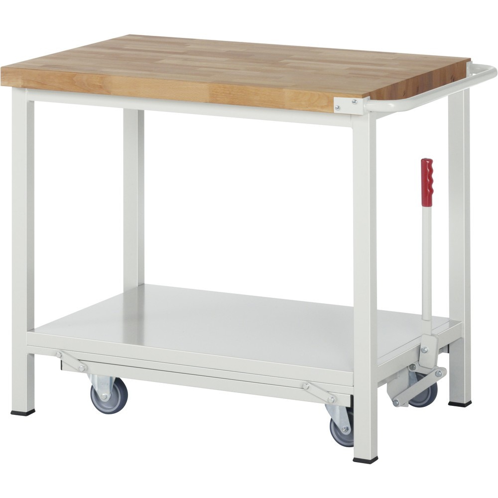 Produktabbildung Nr. 1: RAU Werkbank Serie 8000 mit absenkbarem Fahrgestell, HxBxT 880 x 1.000 x 700 mm, mit Ablageboden