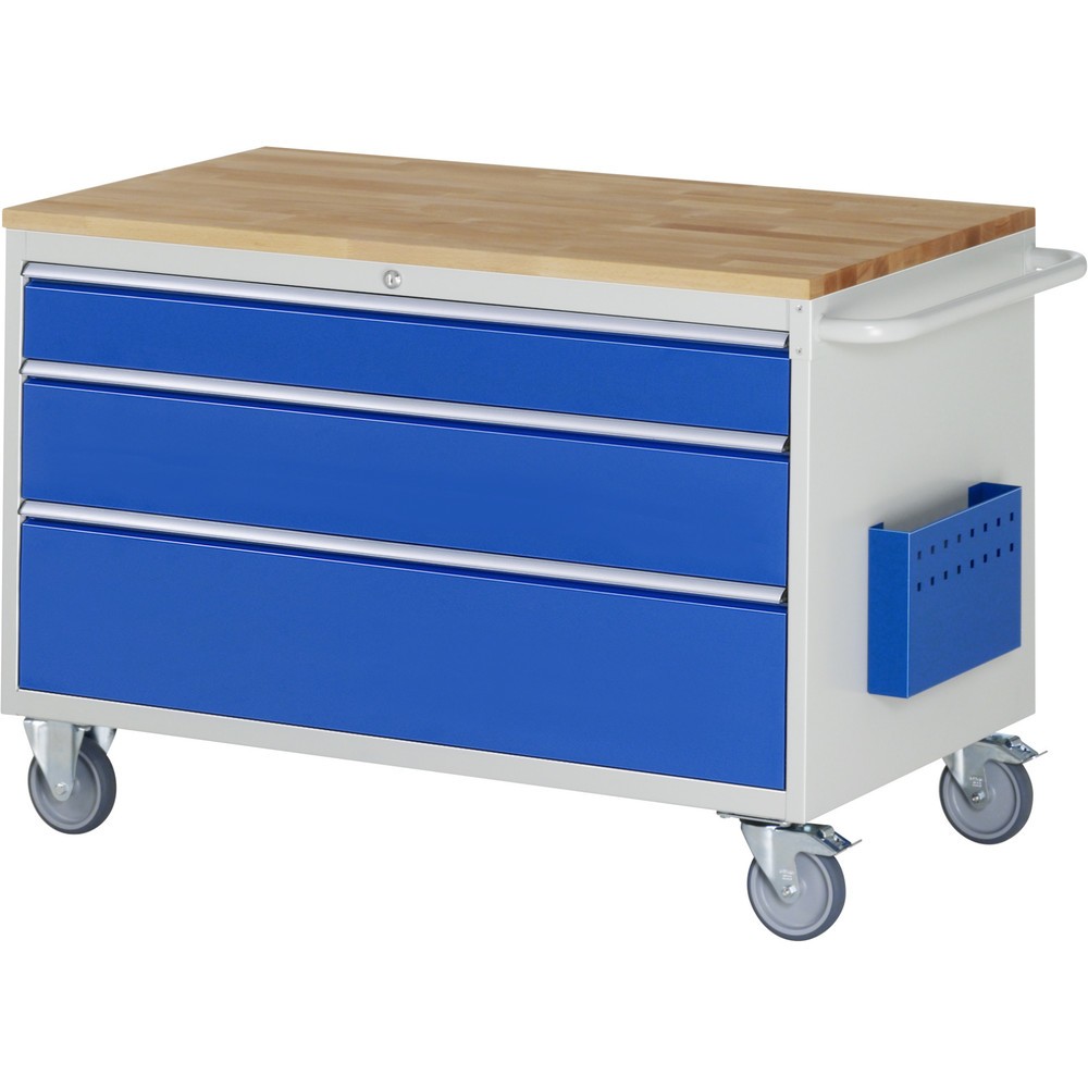 Produktabbildung Nr. 1: RAU Werkstattwagen Serie 7000, HxBxT 795 x 1.145 x 650 mm, 3 x 90%-Auszug-Schubladen 1 x 120, 1 x 180, 1 x 240 mm, Arbeitsplatte Buche