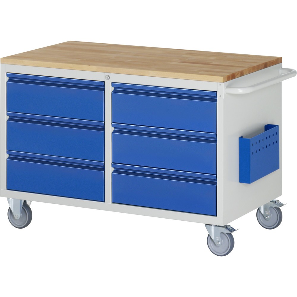 Produktabbildung Nr. 1: RAU Werkstattwagen Serie 7000, HxBxT 795 x 1.145 x 650 mm, 6 x 90%-Auszug-Schubladen, Arbeitsplatte Buche