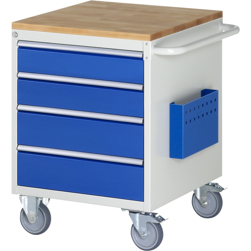 Produktabbildung: RAU Werkstattwagen Serie 7000, HxBxT 795 x 580 x 650 mm, 4 x 90%-Auszug-Schubladen 2 x 120, 2 x 150 mm, Arbeitsplatte Buche