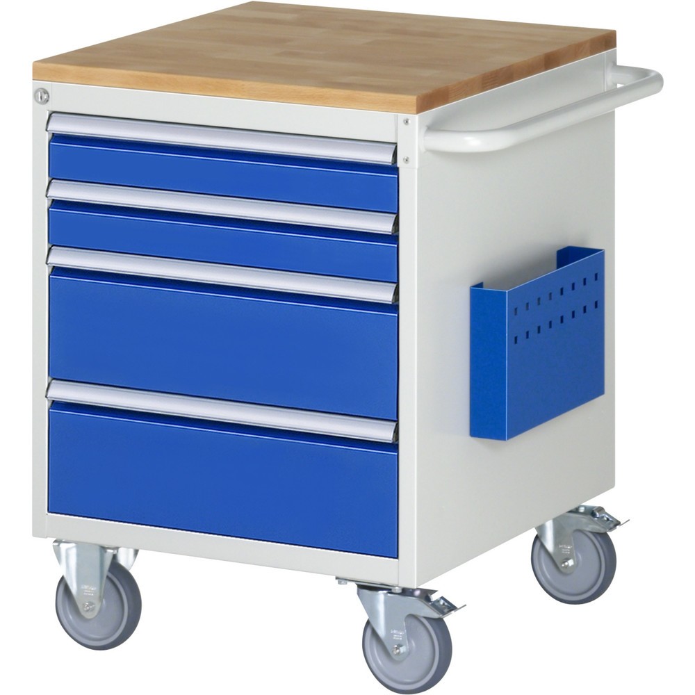 Produktabbildung Nr. 1: RAU Werkstattwagen Serie 7000, HxBxT 795 x 580 x 650 mm, 4 x 90%-Auszug-Schubladen 2 x 90, 2 x 180 mm, Arbeitsplatte Buche