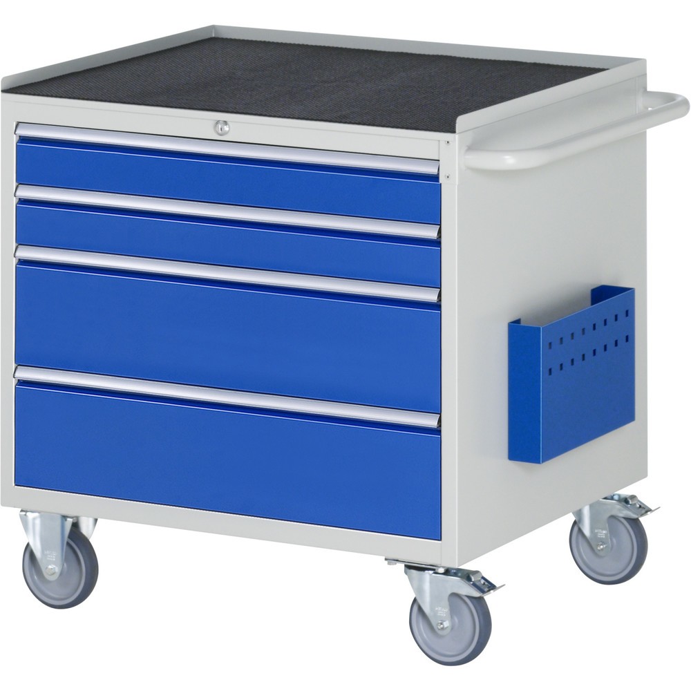 Produktabbildung: RAU Werkstattwagen Serie 7000, HxBxT 795 x 770 x 650 mm, 4 x 100%-Auszug-Schubladen 2 x 90, 2 x 180 mm, Arbeitsplatte Metall
