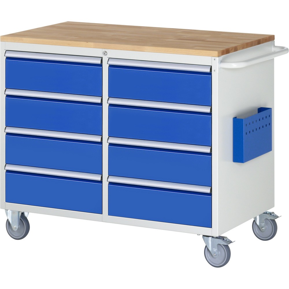 Produktabbildung Nr. 1: RAU Werkstattwagen Serie 7000, HxBxT 975 x 1.145 x 650 mm, 8 x 100%-Auszug-Schubladen 8 x 180 mm, Arbeitsplatte Buche