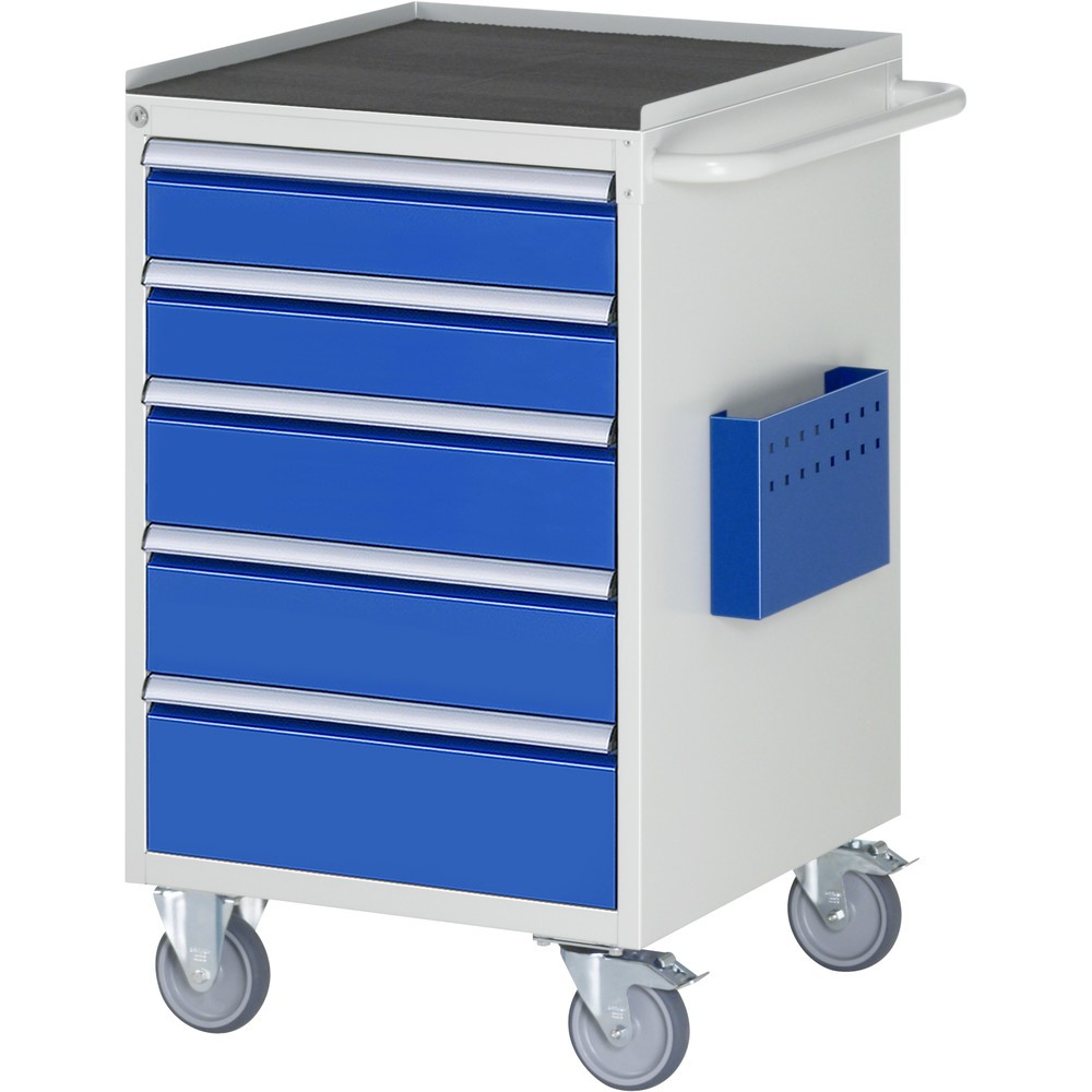 Produktabbildung: RAU Werkstattwagen Serie 7000, HxBxT 975 x 580 x 650 mm, 5 x 90%-Auszug-Schubladen 2 x 120, 2 x 150 mm, 1 x 180 mm, Arbeitsplatte Metall
