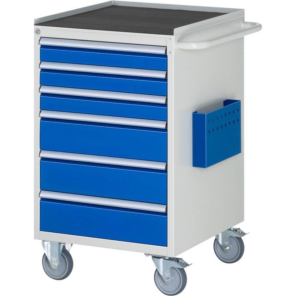 Produktabbildung: RAU Werkstattwagen Serie 7000, HxBxT 975 x 580 x 650 mm, 6 x 90%-Auszug-Schubladen 3 x 90, 3 x 150 mm, Arbeitsplatte Metall
