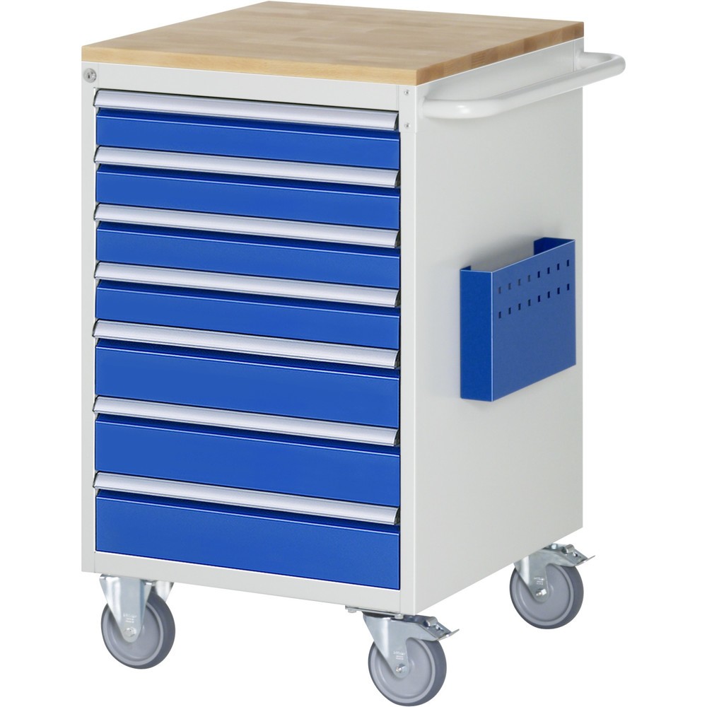 Produktabbildung Nr. 1: RAU Werkstattwagen Serie 7000, HxBxT 975 x 580 x 650 mm, 7 x 100%-Auszug-Schubladen 4 x 90, 3 x 120 mm, Arbeitsplatte Buche