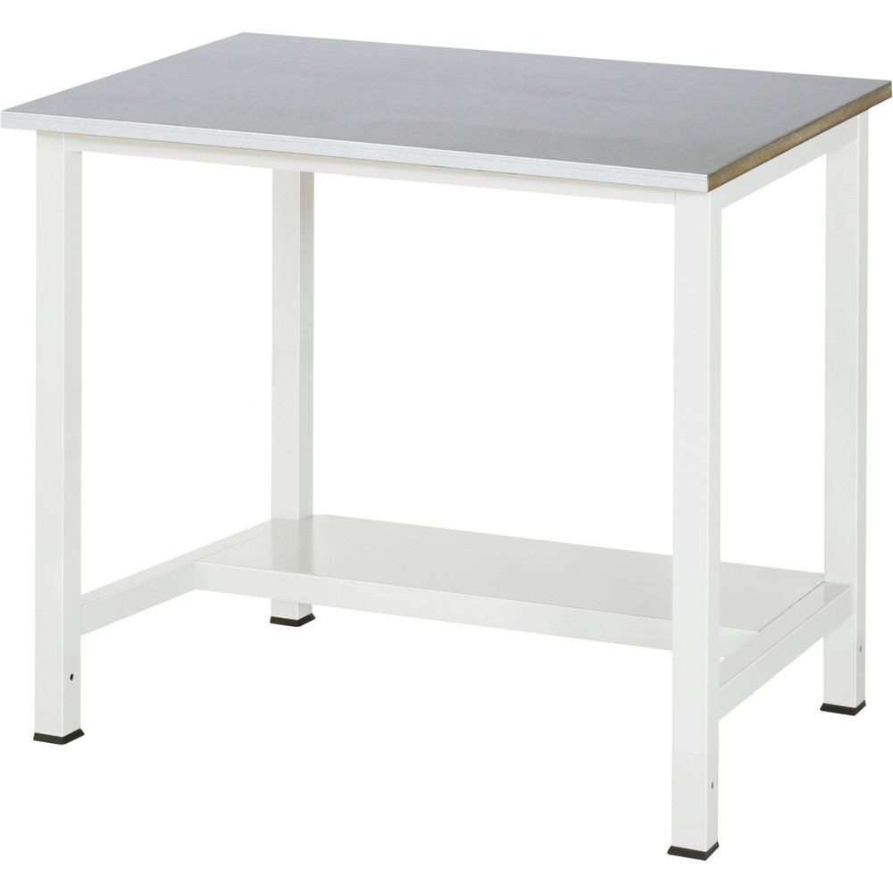 Produktabbildung Nr. 1: RAU Werktisch 900 mit Ablageboden Tiefe 320 mm, HxBxT 825 x 1.000 x 800 mm, Arbeitplatte Edelstahlblech-Belag