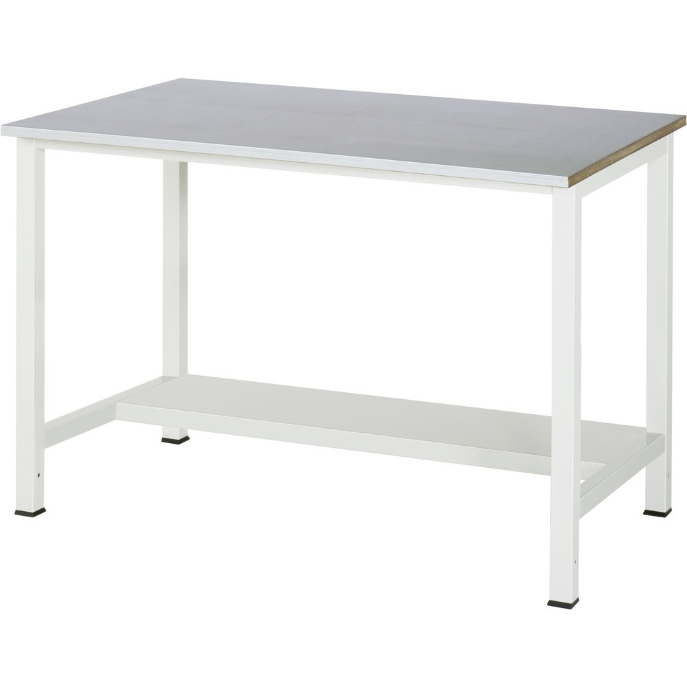 Produktabbildung Nr. 1: RAU Werktisch 900 mit Ablageboden Tiefe 320 mm, HxBxT 825 x 1.250 x 800 mm, Arbeitplatte Edelstahlblech-Belag