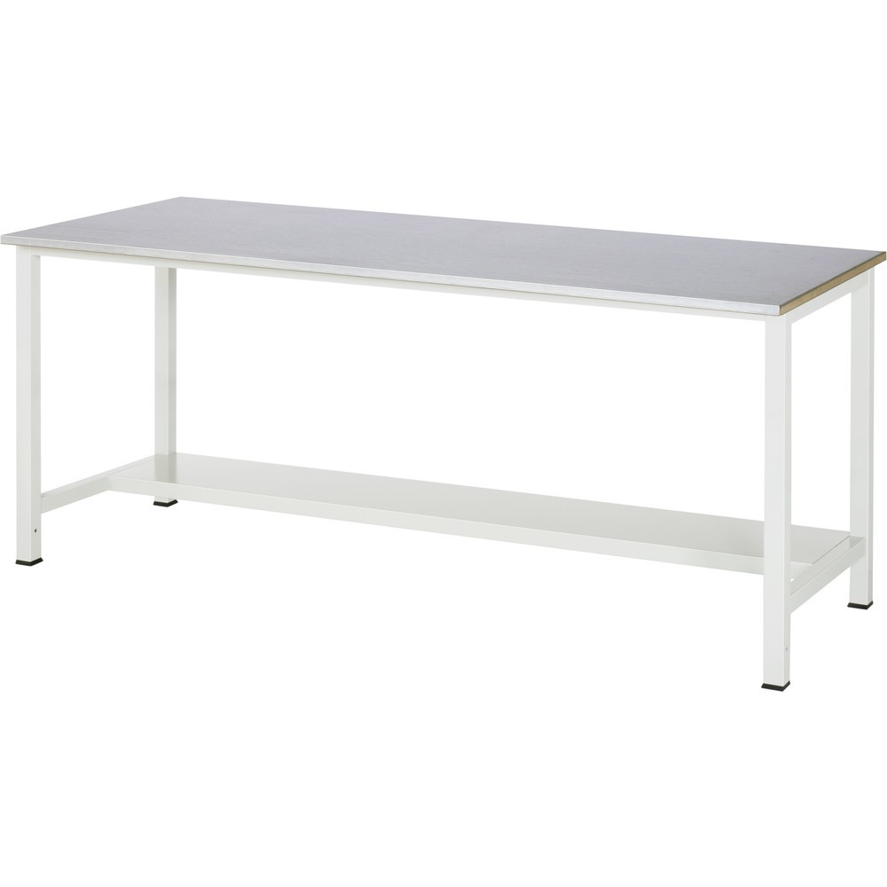 Produktabbildung Nr. 1: RAU Werktisch 900 mit Ablageboden Tiefe 320 mm, HxBxT 825 x 2.500 x 800 mm, Arbeitplatte Stahlblech-Belag