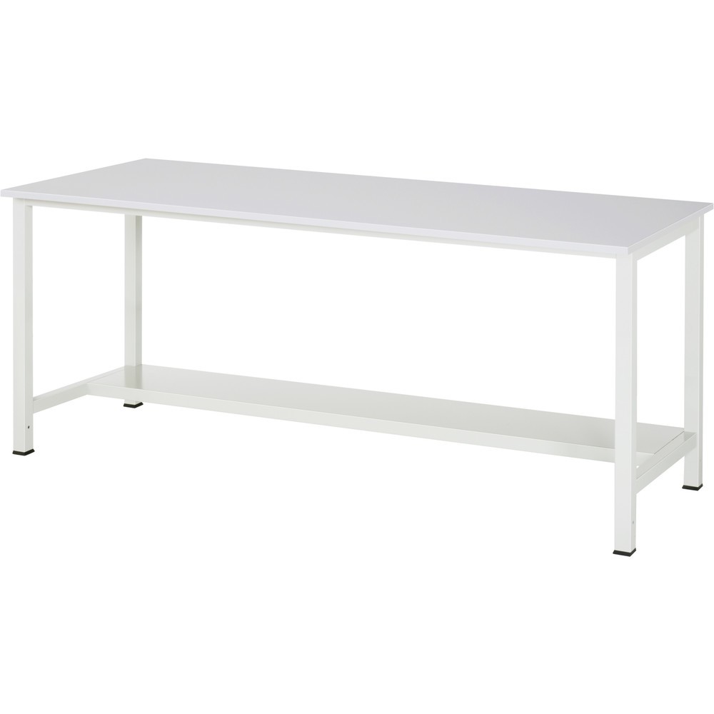 Produktabbildung Nr. 1: RAU Werktisch 900 mit Ablageboden Tiefe 320 mm, HxBxT 825 x 2.500 x 800 mm, Arbeitplatte EGB-Melamin-Belag