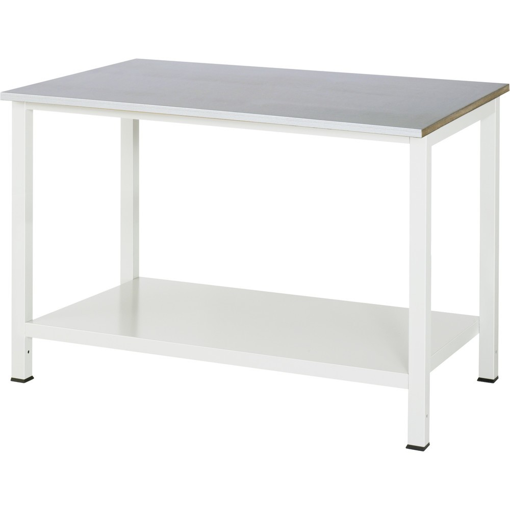 Produktabbildung Nr. 1: RAU Werktisch 900 mit Ablageboden Tiefe 650 mm, HxBxT 825 x 1.250 x 800 mm, Arbeitplatte Stahlblech-Belag