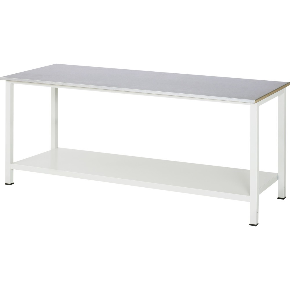 Produktabbildung Nr. 1: RAU Werktisch 900 mit Ablageboden Tiefe 650 mm, HxBxT 825 x 2.500 x 800 mm, Arbeitplatte Stahlblech-Belag