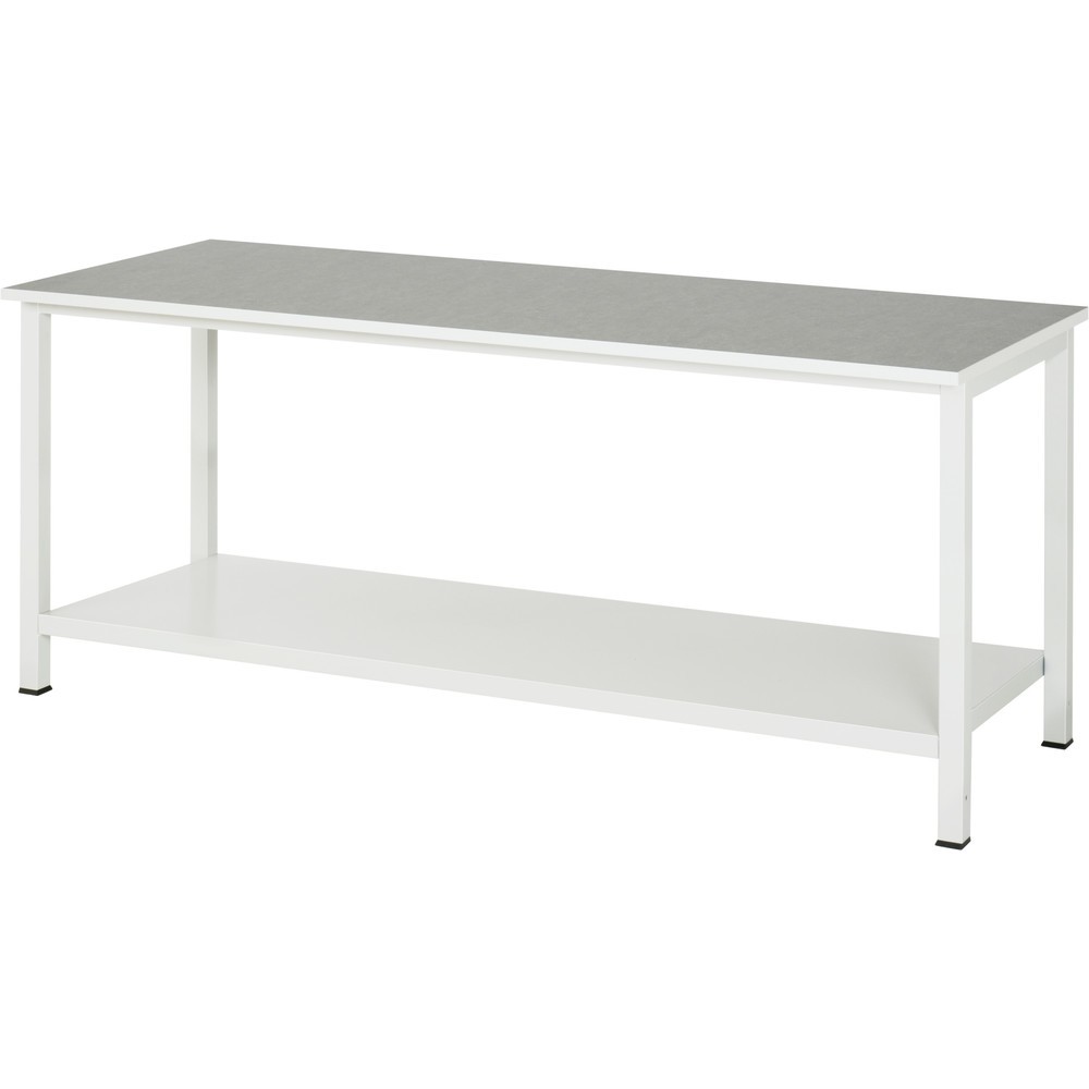 Produktabbildung Nr. 1: RAU Werktisch 900 mit Ablageboden Tiefe 650 mm, HxBxT 825 x 2.500 x 800 mm, Arbeitplatte Universal-/Linoleum-Belag