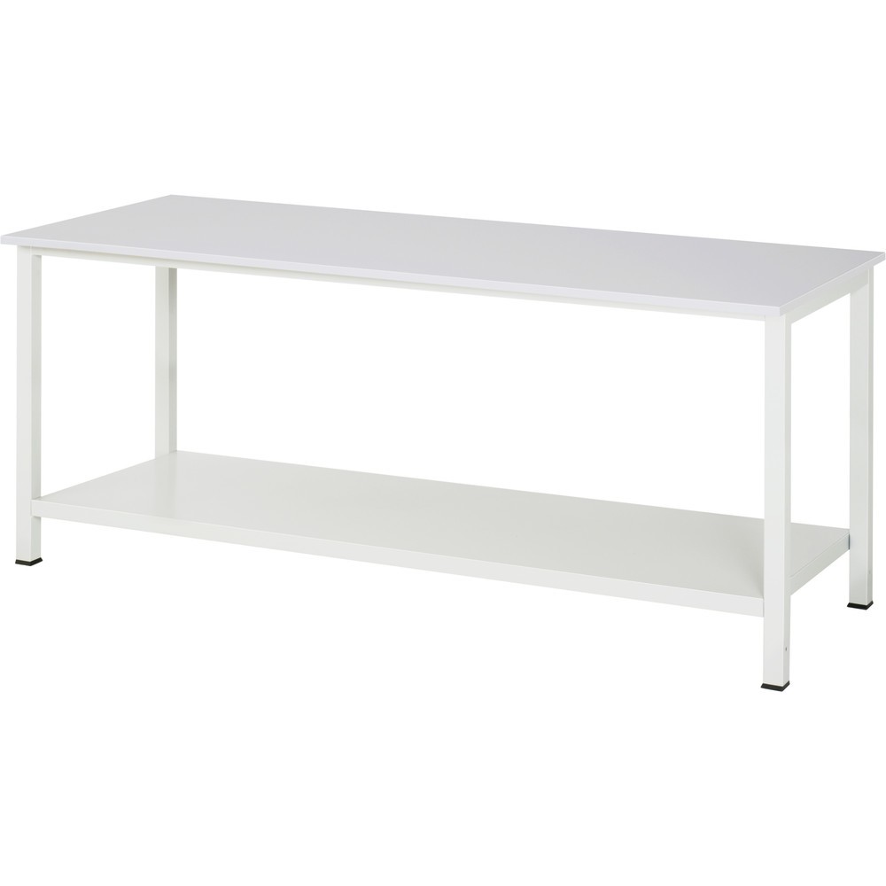 Produktabbildung Nr. 1: RAU Werktisch 900 mit Ablageboden Tiefe 650 mm, HxBxT 825 x 2.500 x 800 mm, Arbeitplatte Melamin-Belag
