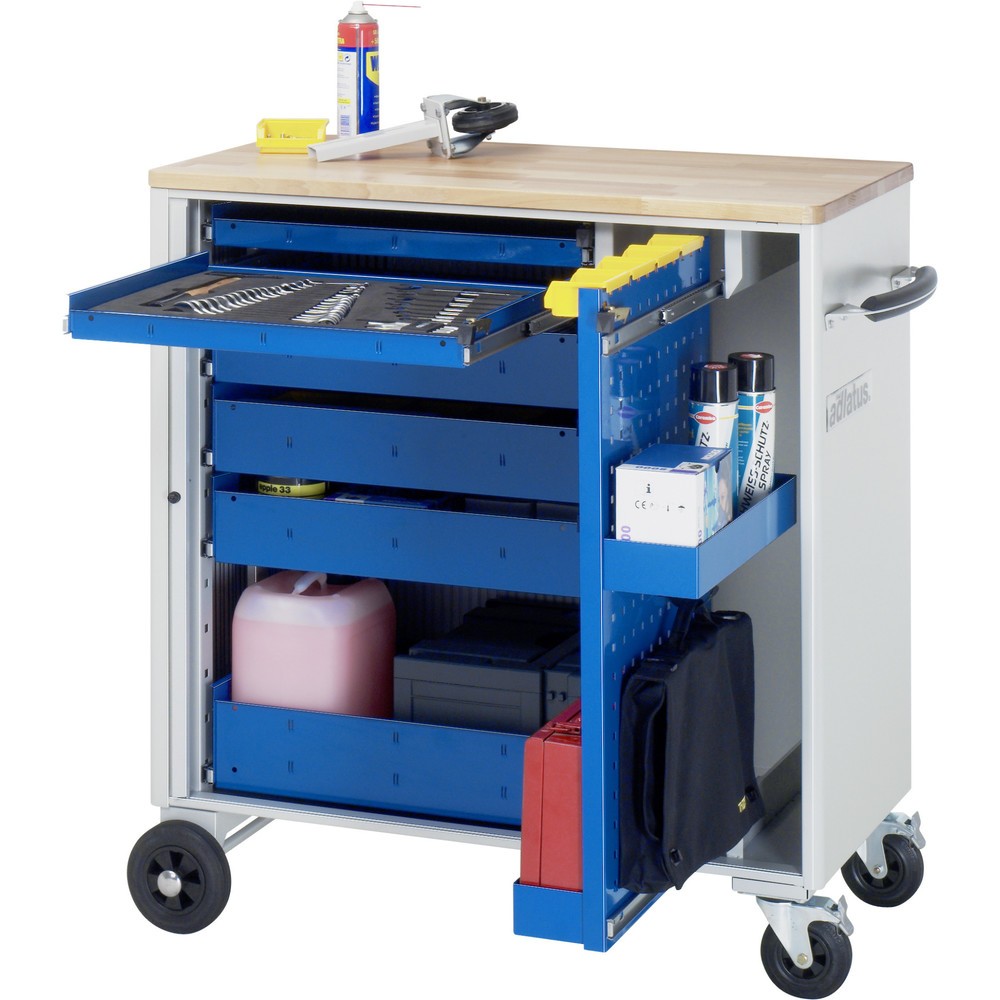 Produktabbildung: RAU Werkzeugwagen Serie adlatus, HxBxT 1.080 x 1.025 x 520 mm, 6 Schubladen 2 x 40, 3 x 105, 1 x 130 mm, Arbeitsplatte Buche