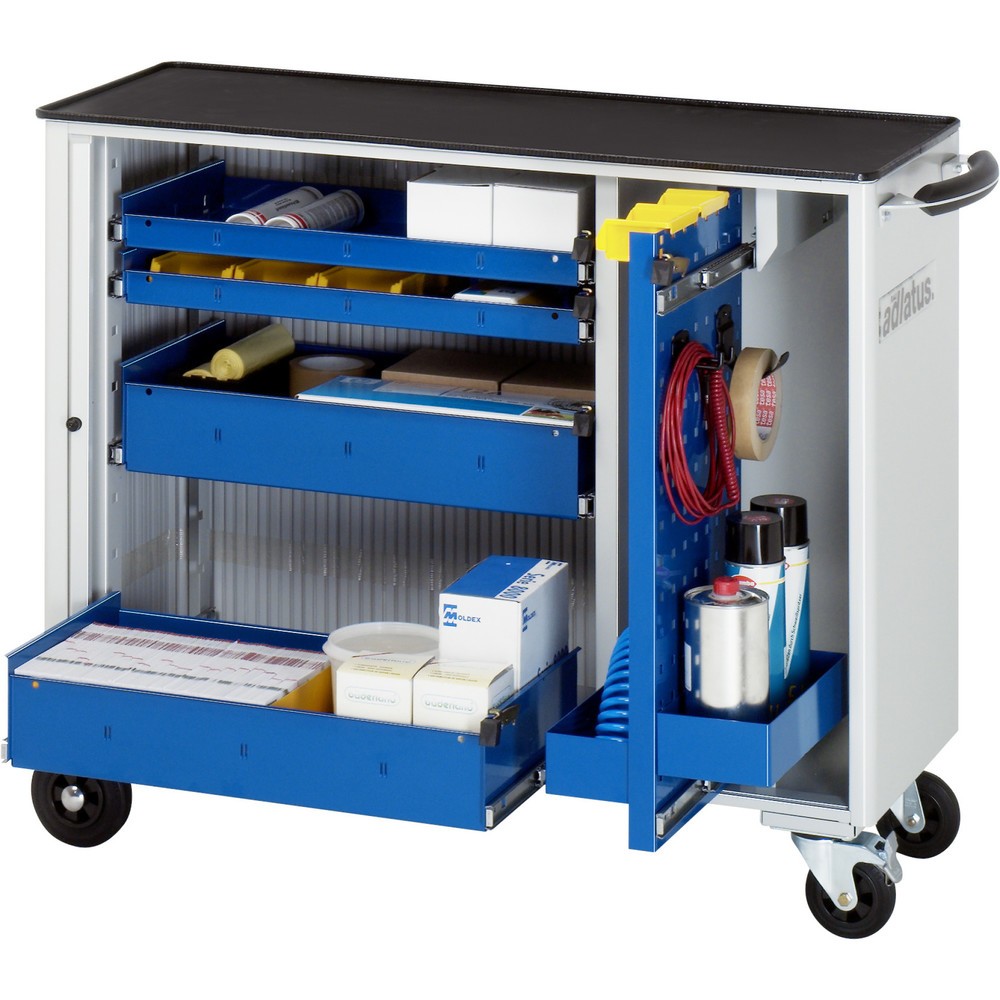 Produktabbildung: RAU Werkzeugwagen Serie adlatus, HxBxT 860 x 1.025 x 400 mm, 4 Schubladen 2 x 40, 2 x 105 mm, Arbeitsplatte Metall