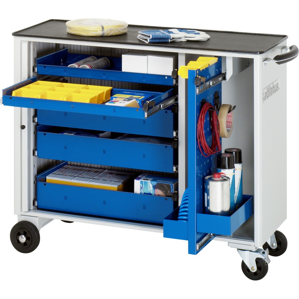 Produktabbildung: RAU Werkzeugwagen Serie adlatus, HxBxT 860 x 1.025 x 400 mm, 5 Schubladen 2 x 40, 3 x 105 mm, Arbeitsplatte Metall