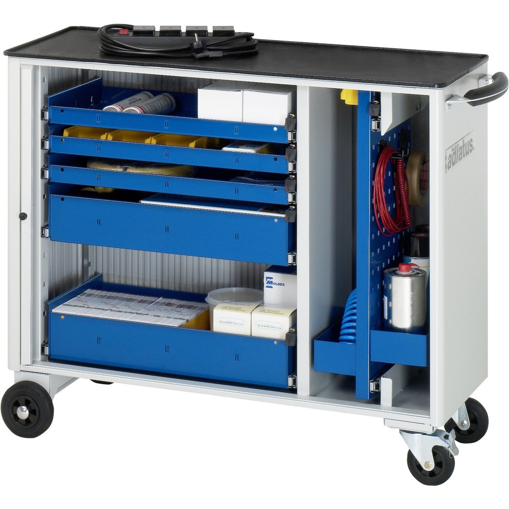 Produktabbildung: RAU Werkzeugwagen Serie adlatus, HxBxT 860 x 1.025 x 400 mm, 5 Schubladen 3 x 40, 2 x 105 mm, Arbeitsplatte Metall