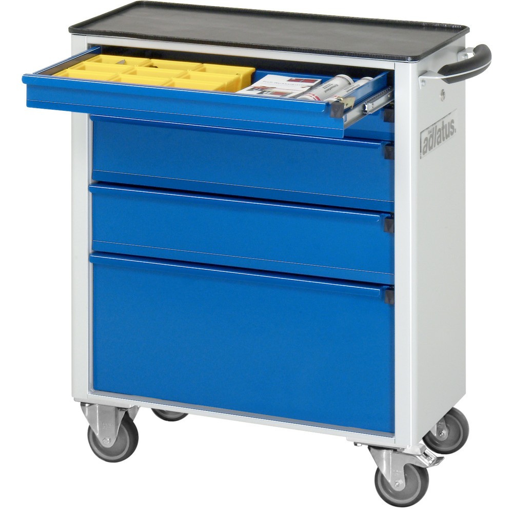 Produktabbildung: RAU Werkzeugwagen Serie adlatus 700, HxBxT 860 x 700 x 350 mm, 5 Schubladen 2 x 65, 2 x 130, 1 x 260 mm, Arbeitsplatte Metall