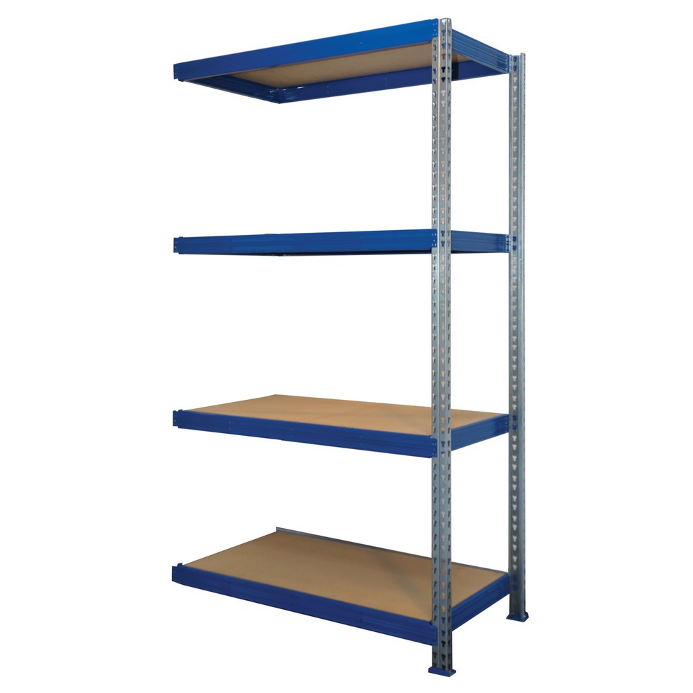 Illustration du produit: Rayonnage pour charges lourdes à grande portée, travée auxiliaire, charge par tablette 600 kg, bleu, HxlxP 2.000 x 1.600 x 800 mm