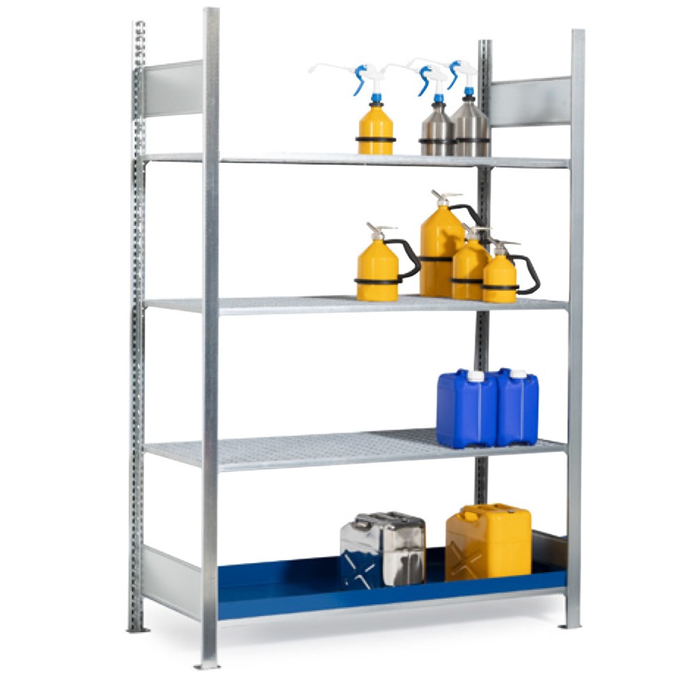 Illustration du produit: Rayonnage à matières dangereuses asecos® pour liquides dangereux pour les eaux et inflammables, 1 bac collecteur 30 l, travée de base