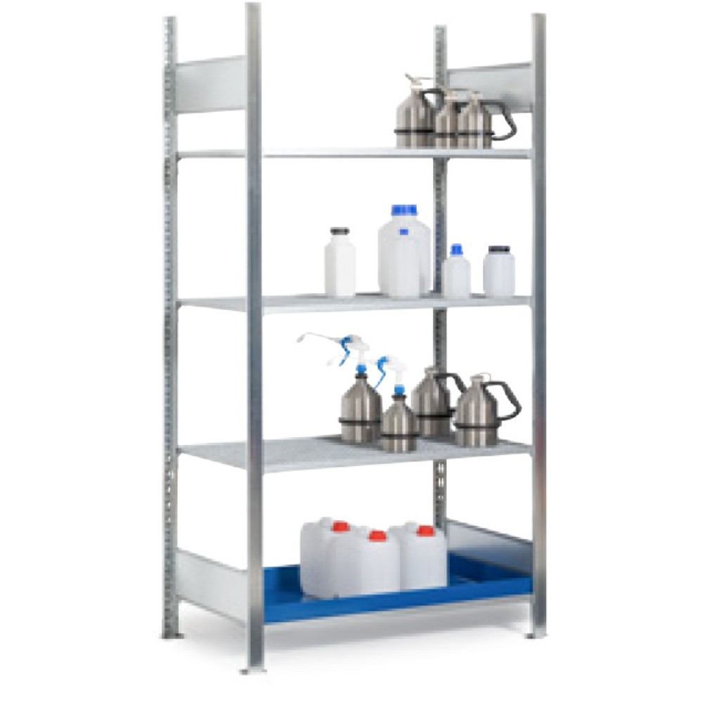 Illustration du produit: Rayonnage à matières dangereuses asecos® pour liquides dangereux pour les eaux et inflammables, 1 bac collecteur 30 l, travée auxiliaire