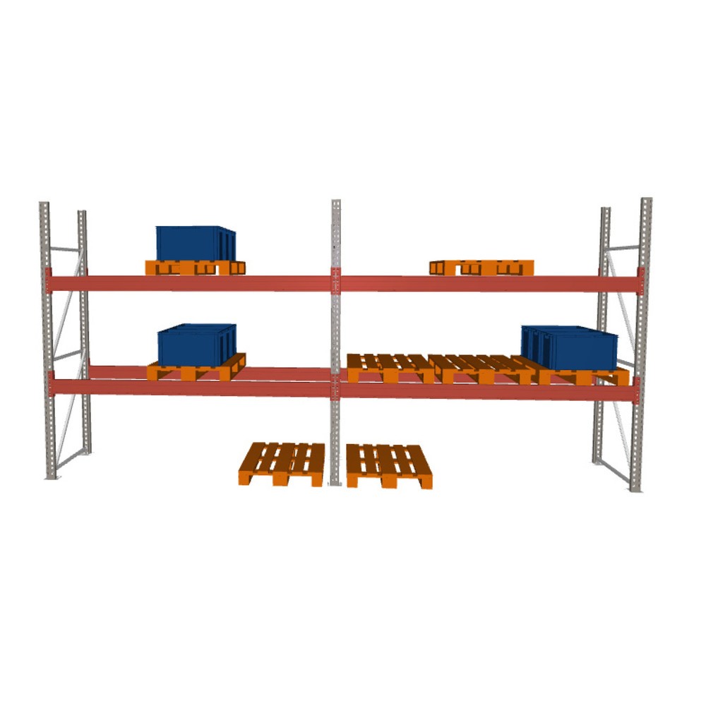 Illustration du produit: Kit complet de rayonnage à palettes MULTIPAL META, charge par tablette 2 970 kg, HxlxP 2 700 x 5 655 x 1 100 mm