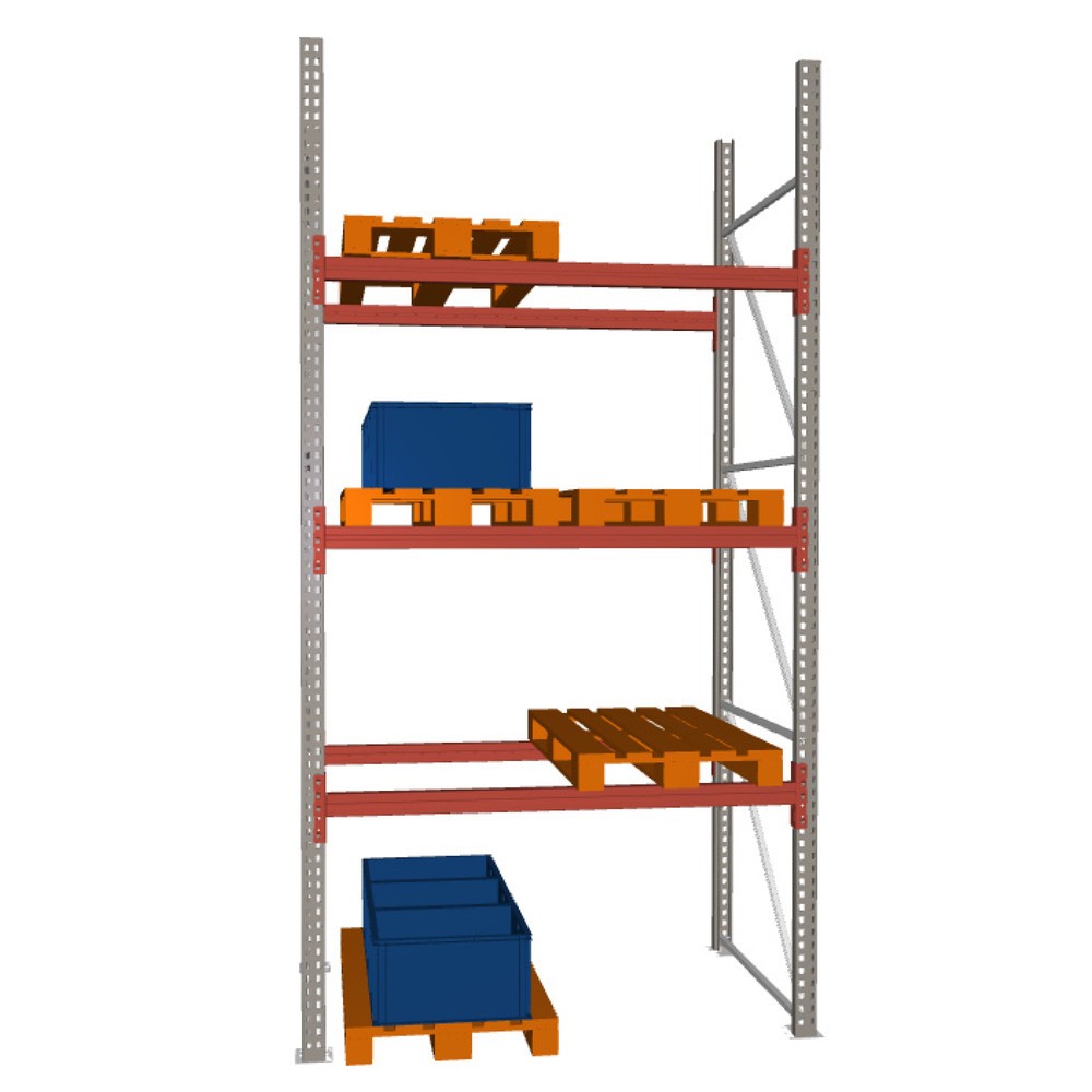 Illustration du produit: Rayonnage à palettes MULTIPAL META, module de base, charge par tablette 2 000 kg, HxlxP 3 800 x 1 825 x 1 100 mm