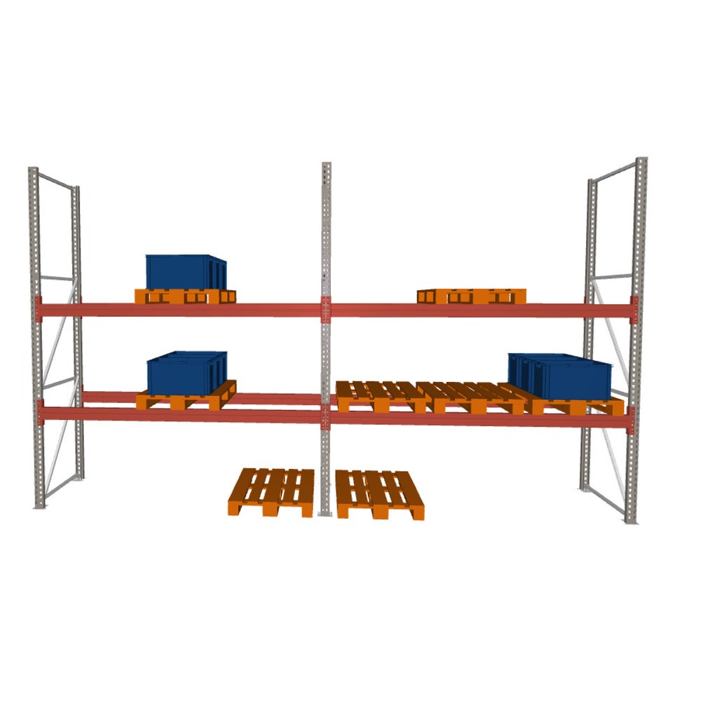 Illustration du produit: Kit complet de rayonnage à palettes MULTIPAL META, charge par tablette 2 355 kg, HxlxP 3 300 x 5 655 x 1 100 mm