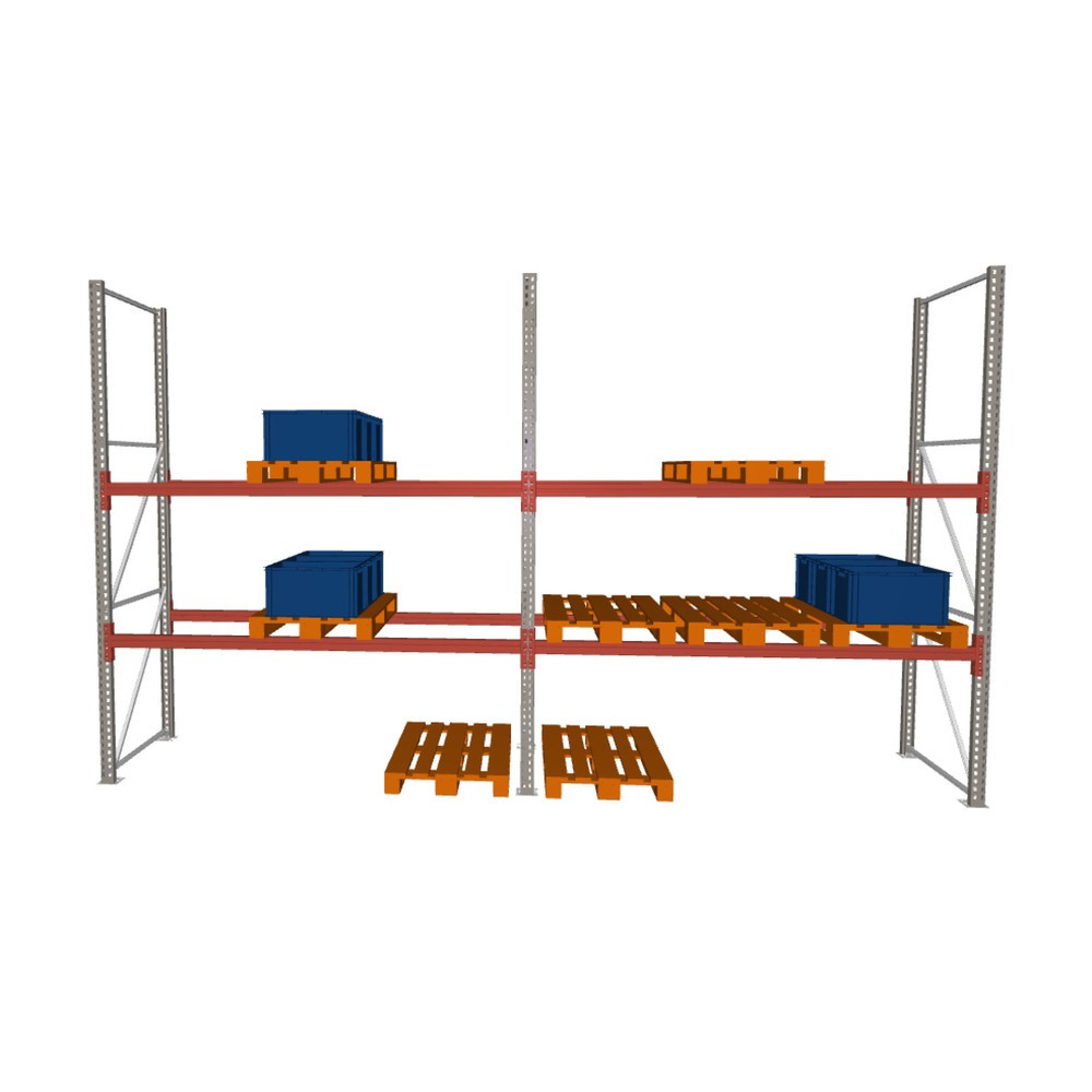 Illustration du produit: Kit complet de rayonnage à palettes MULTIPAL META, charge par tablette 2 950 kg, HxlxP 3 300 x 5 655 x 1 100 mm
