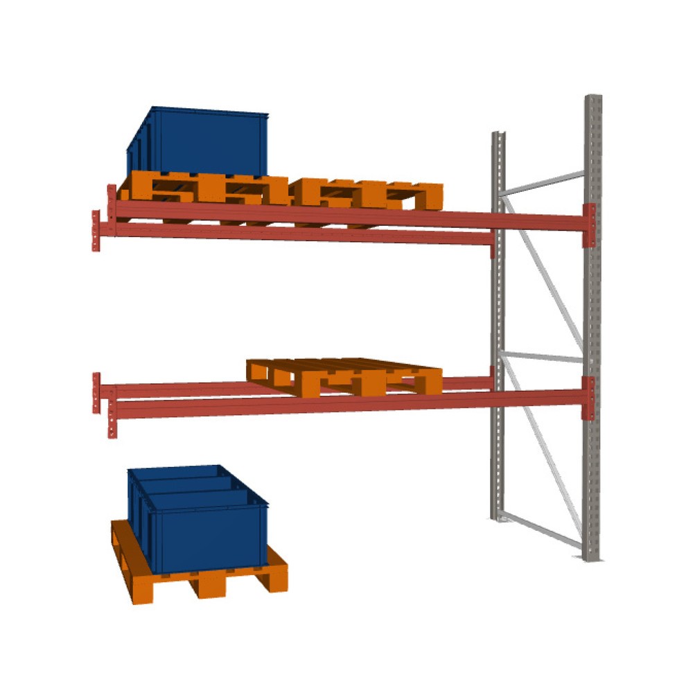 Illustration du produit: Rayonnage à palettes META MULTIPAL, travée auxiliaire, charge par tablette 1 470 kg, 9 emplacements pour palettes, 2,7 m de hauteur