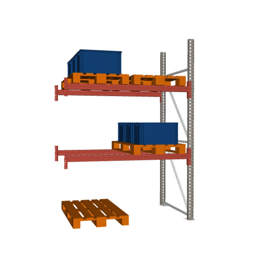 Illustration du produit: Rayonnage à palettes META MULTIPAL, travée auxiliaire, charge par tablette 2 210 kg, 6 emplacements pour palettes, 2,7 m de hauteur