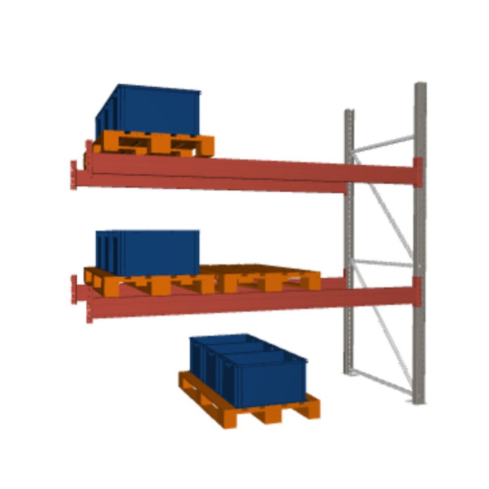 Illustration du produit: Rayonnage à palettes META MULTIPAL, travée auxiliaire, charge par tablette 2 340 kg, 9 emplacements pour palettes, 2,7 m de hauteur