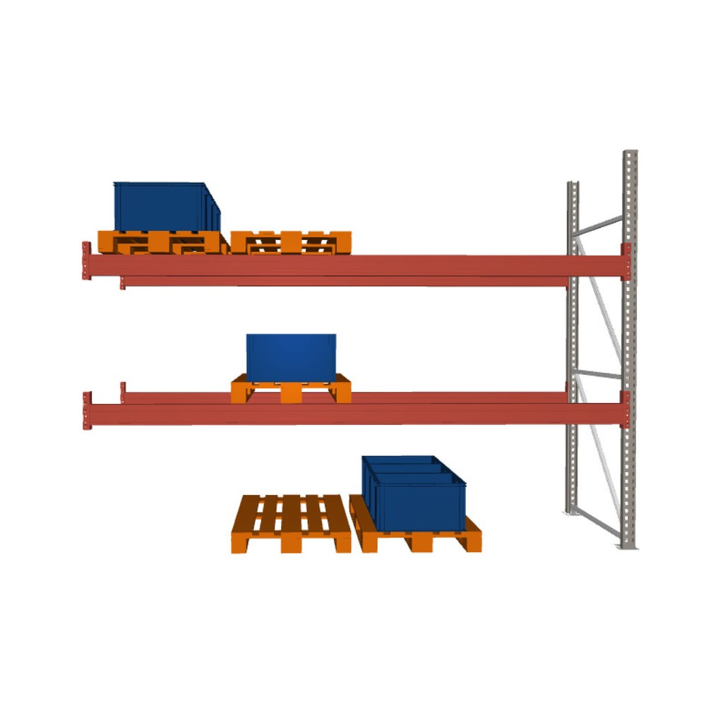 Illustration du produit: Rayonnage à palettes META MULTIPAL, travée auxiliaire, charge par tablette 3 960 kg, 12 emplacements pour palettes, 2,7 m de hauteur