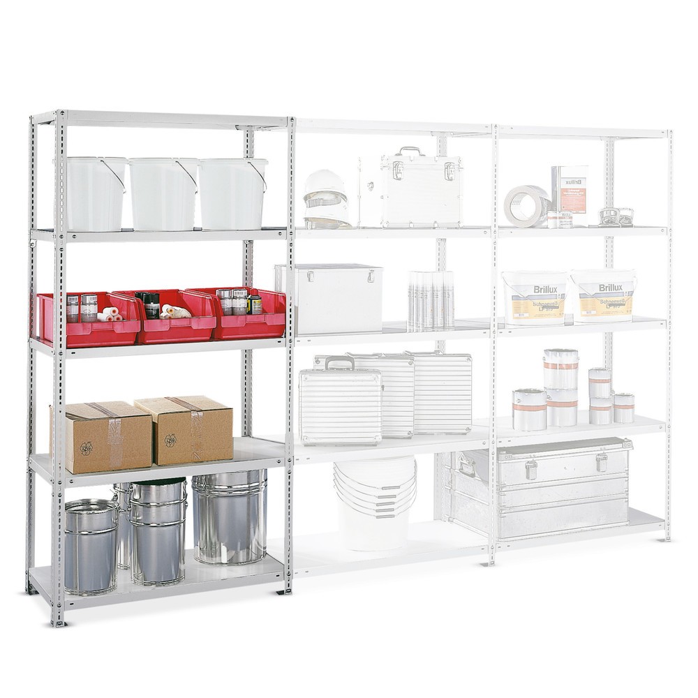 Illustration du produit: Rayonnage à tablettes META système de vissage, TA, FL 100 kg, galvanisé, H x l x P 2 000 x 1 000 x 300 mm