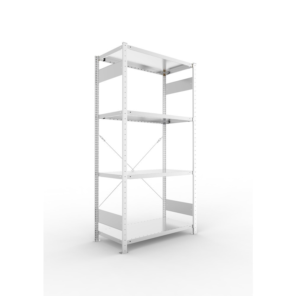 Produktabbildung Nr. 1: META Rayonnage à tablettes galvanisé avec 4 tablettes en tôle d’acier, charge par tablette 230 kg, HxlxP 2 000 x 1 056 x 536 mm