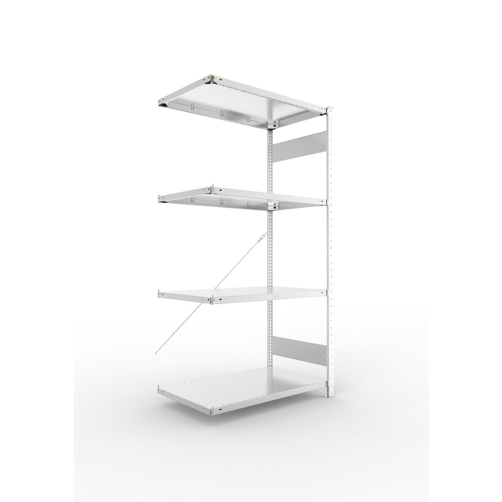 Illustration du produit: Rayonnage à tablettes META CLIP SET, TA, FL 150 kg, galvanisé, 4 tablettes, H x l x P 2 000 x 1 000 x 600 mm